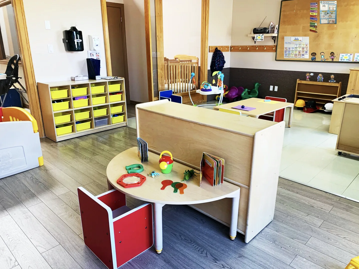 interior of room with tables and toys