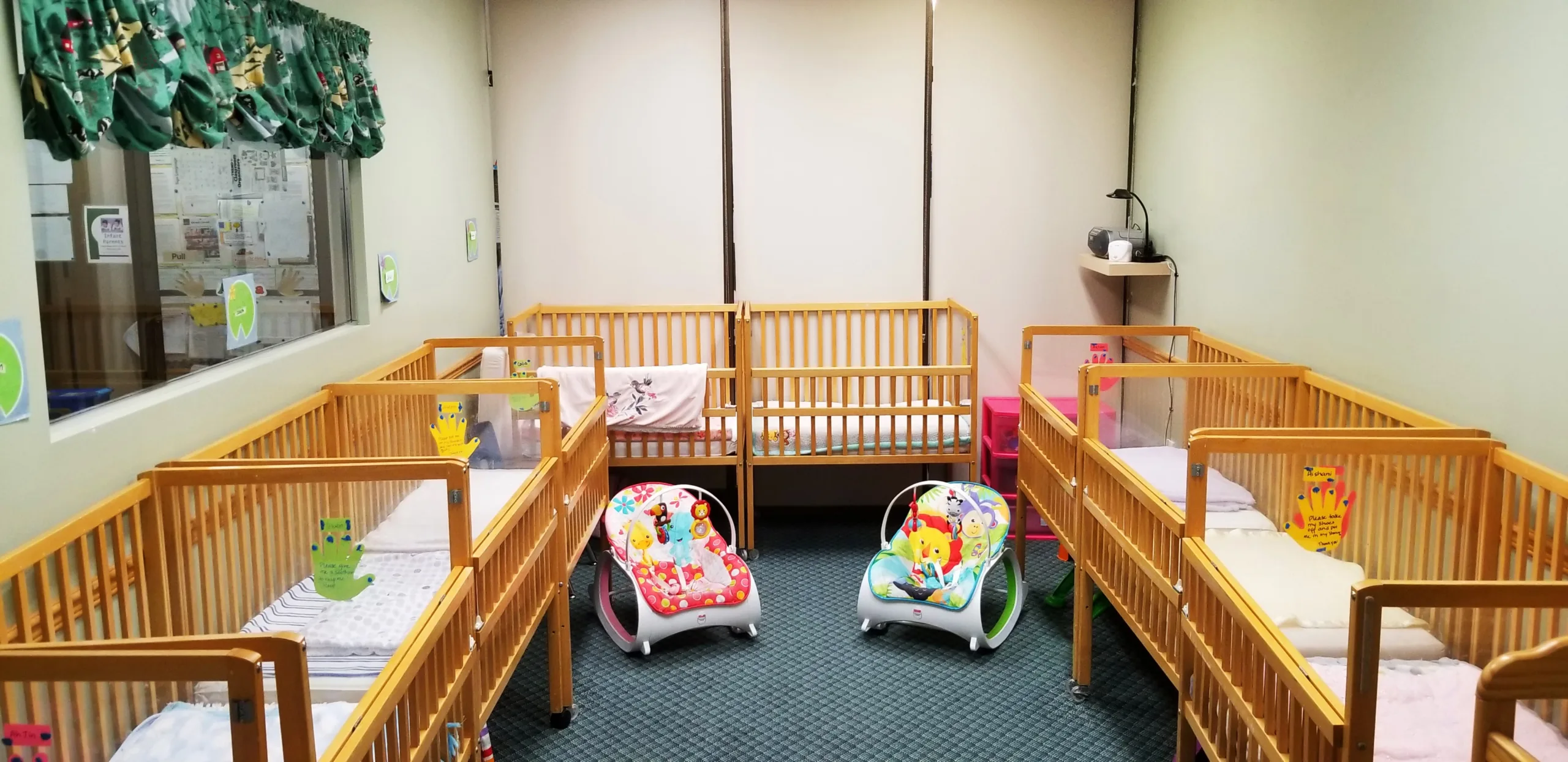 room with several cribs
